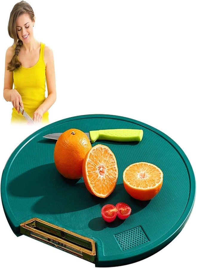 Vroxy لوح تقطيع/تقديم دائري من Vroxy، طبق للبيتزا والخضراوات والفواكه والجبن، أخضر من الجهتين - Image 1